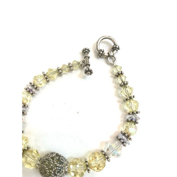 Yellow Austria Crystals with Bali Sterling Silver Jewelry Bracelet #handmade - Picture 3 of 4